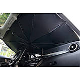 Парасолька автомобільна сонцезахисна 150*85 см із вирізом під дзеркало, фото 4