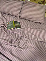 Євро комплект якісної  постільної білизни Бязь Gold Lux  200*220  Пудрова полоска