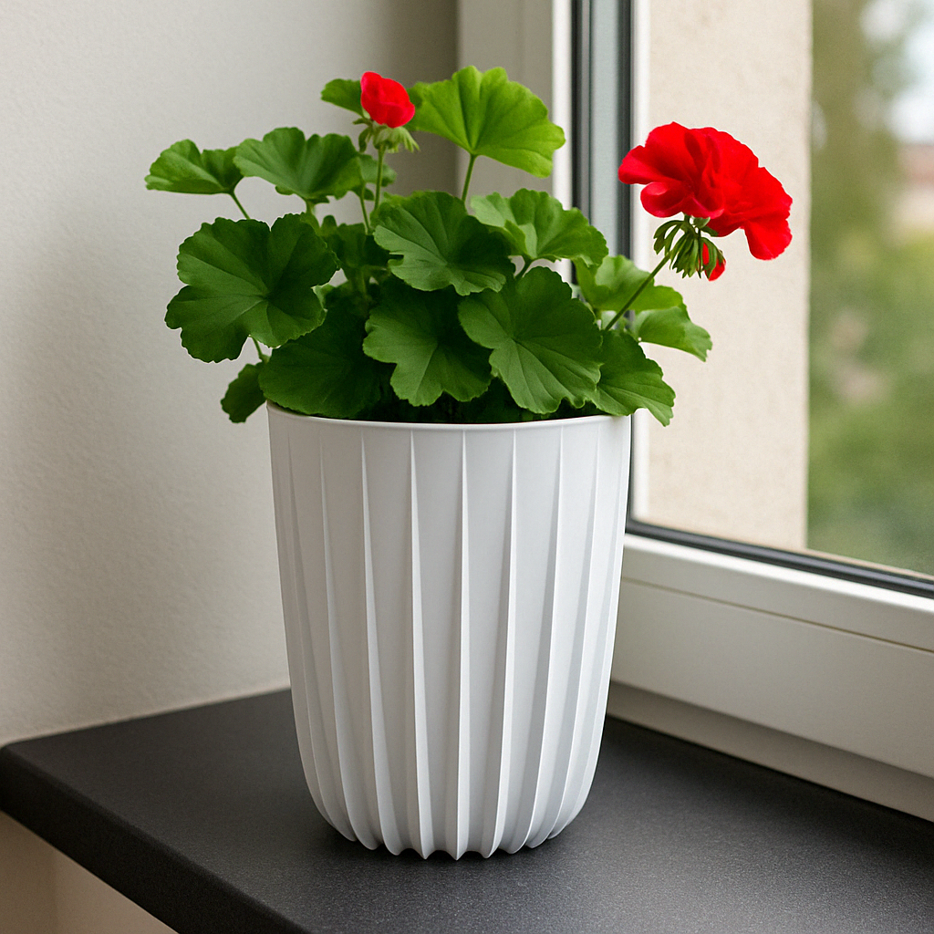 Високий квітковий горщик 19 см Міра Білий Ламела