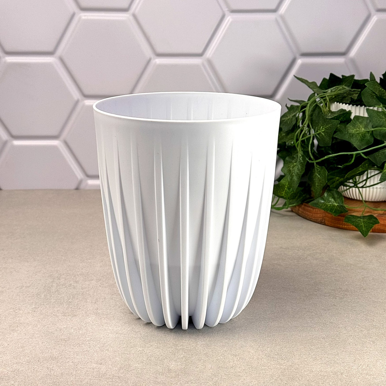 Високий квітковий горщик 14.5 см Міра Білий Ламела