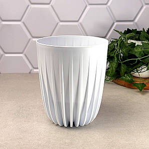 Високий квітковий горщик 14.5 см Міра Білий Ламела, фото 1