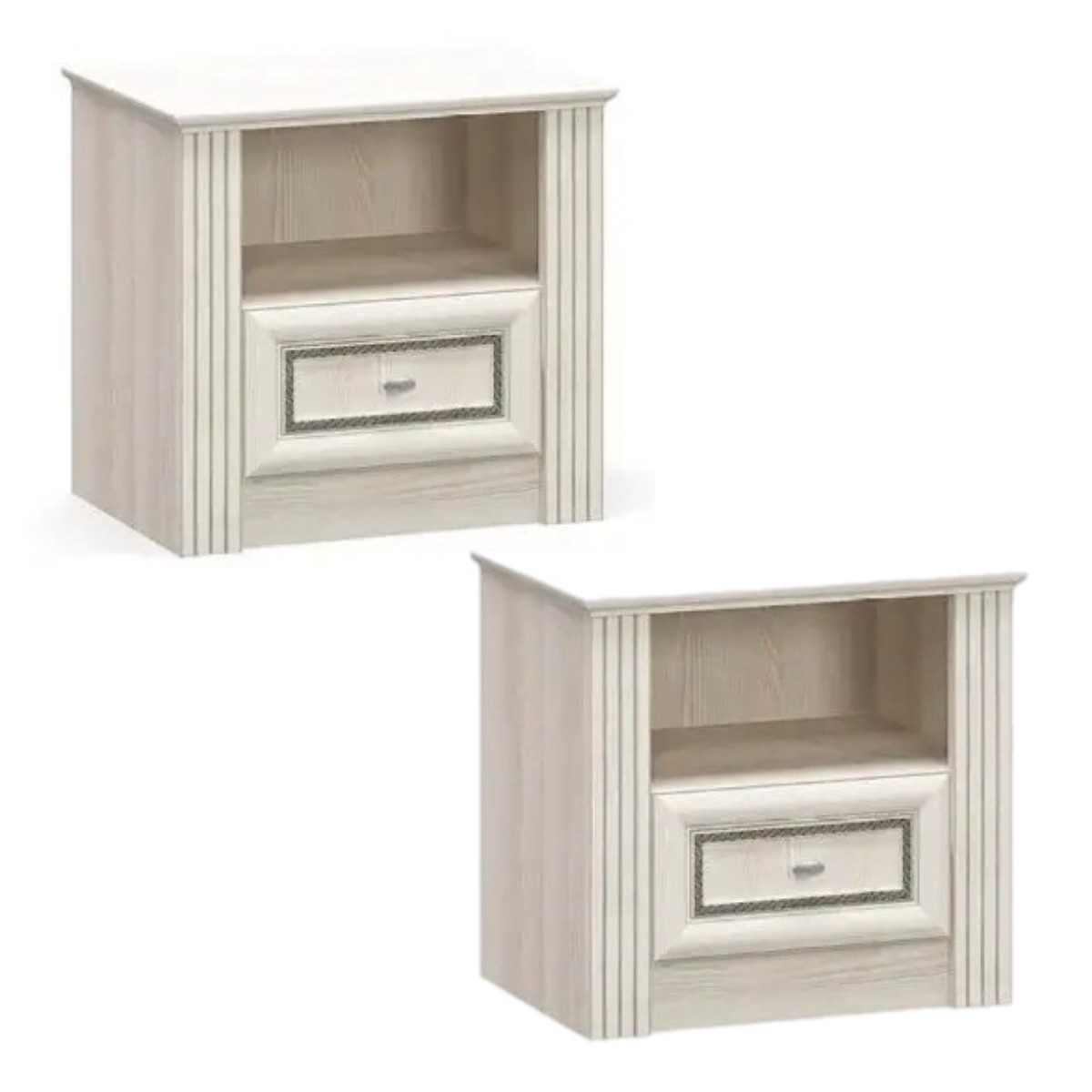 Маленькі красиві приліжкові тумби комплект з 2-х шт у класичному стилі в спальню з ДСП Брістоль 56*51 см ясен світлий, фото 1