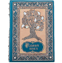 Родовід книга "Родинна книга" прикрашена сріблом та камінням у шкіряній палітурці у подарунковому футлярі