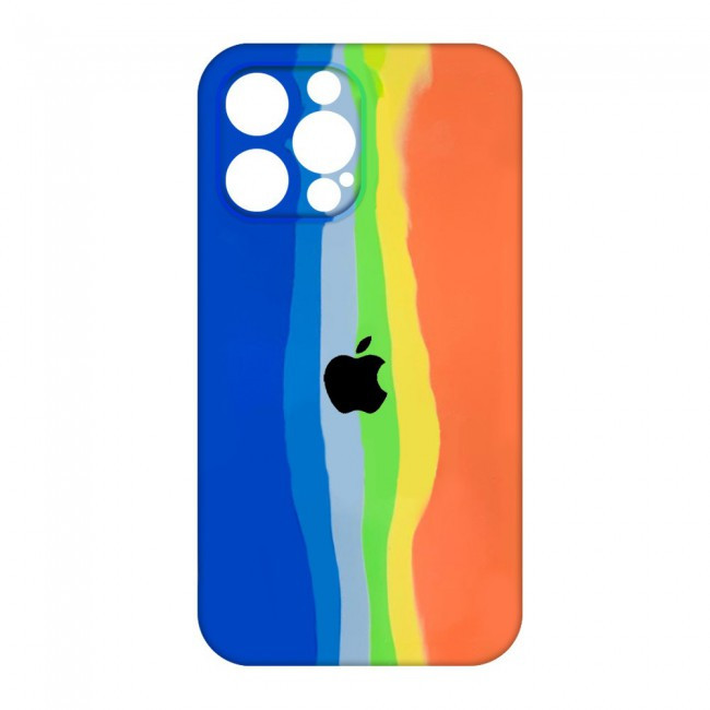 Силіконовий чохол для iPhone 13 Pro Max - Rainbow, Різнокольоровий / Синій