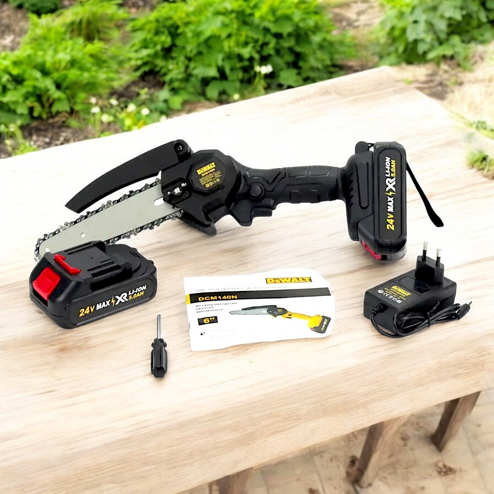 Потужна акумуляторна мініпила DeWalt DCM140N 24V 5AH Акумуляторний гілкоріз шина 15 см Девольт в кейсі