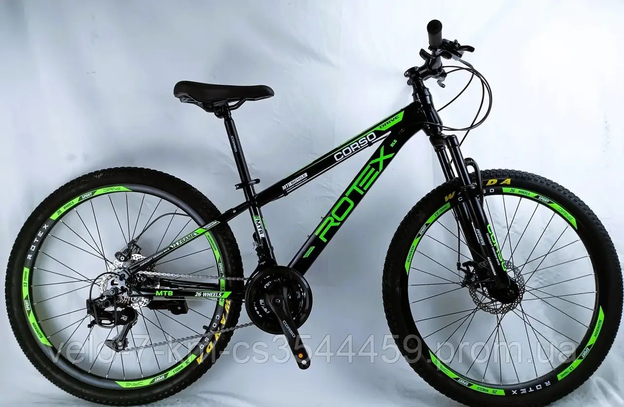 Велосипед спортивний CORSO "ROTEX" RX-26029 (1) 26" дюймів рама сталева 13", обладнання LTWOO A2 21 швидкість, зібраний на 75%