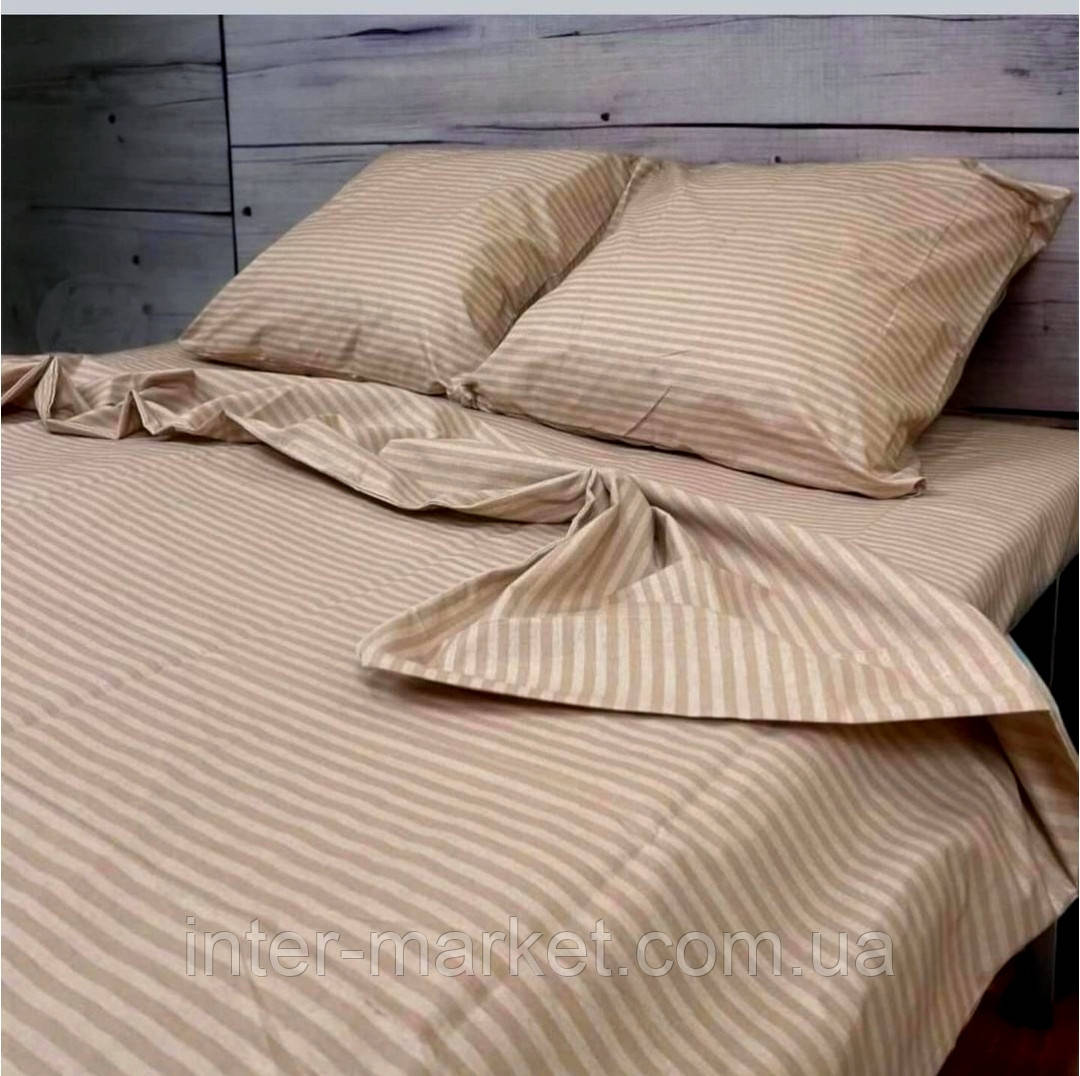 Двуспальний комплект якісної постільної білизни Бязь Gold Lux 180*200 Кармель
