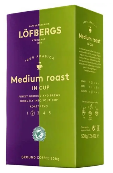 Мелена кава Lofbergs Medium Roast in Cup 100% arabica 500 гр