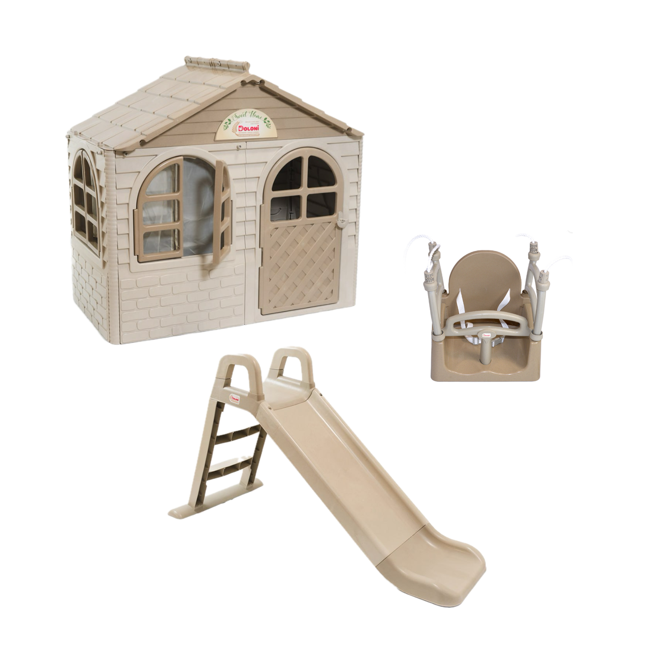 ЕКО НОВИНКА Дитячий маленький ігровий будиночок зі шторками, дитяча гірка та гойдалка ТМ Doloni, фото 1