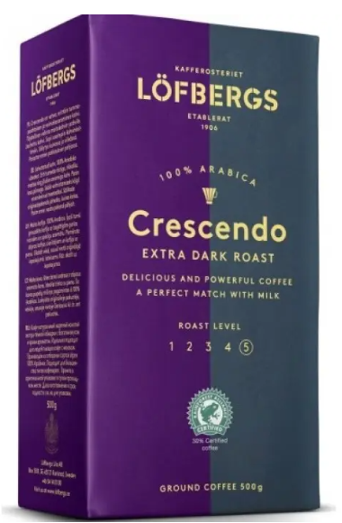 Мелена кава Lofbergs Crescendo Extra Dark Roast 100% arabica 500 гр