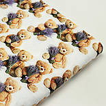 Ранфорс digital з цифровим друком 5D "Ведмедики з букетами лаванди" № SB-3474, фото 9