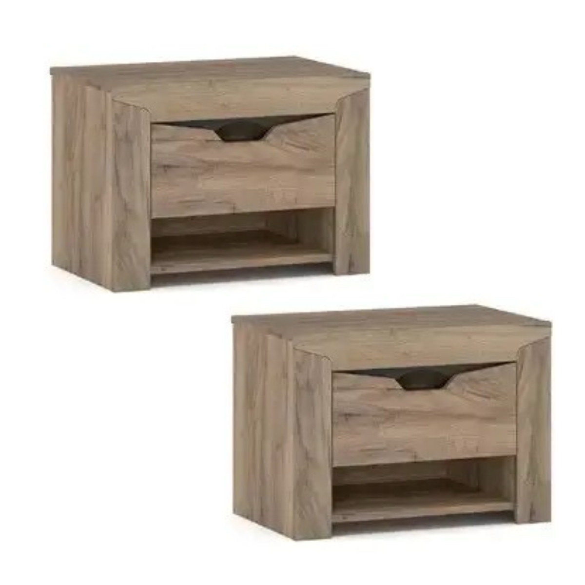 Маленька красива приліжкова тумба Софія 60*44 см комплект 2 шт. в спальню у сучасному стилі з ДСП дуб табако/венге темний, фото 1