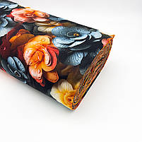 Турецька бавовняна тканина ранфорс dijital 5D "Квіти персикові, жовті, блакитні" 240 см, фото 2