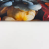 Турецька бавовняна тканина ранфорс dijital 5D "Квіти персикові, жовті, блакитні" 240 см, фото 3