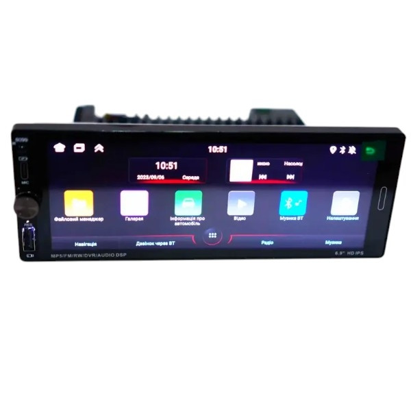Автомагнітола універсальна 6,9 1 DIN Android-13 (4+64GB) with cartplay, фото 1