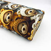 Турецька бавовняна тканина ранфорс digital 5D "Ведмедики у в'язаних светрах" 240 см, фото 5