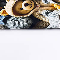 Турецька бавовняна тканина ранфорс digital 5D "Ведмедики у в'язаних светрах" 240 см, фото 4