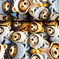 Турецька бавовняна тканина ранфорс digital 5D "Ведмедики у в'язаних светрах" 240 см, фото 2