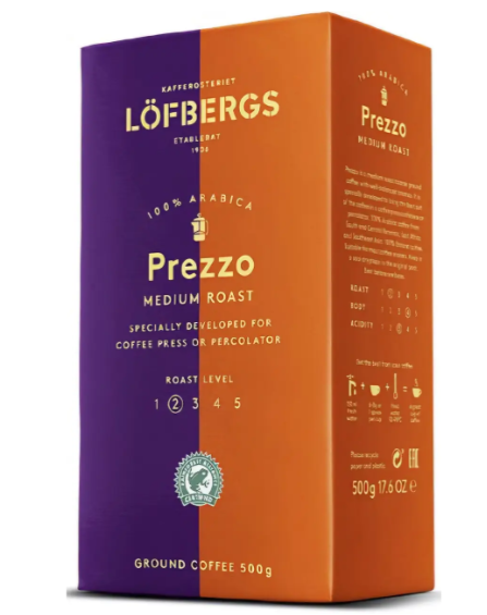 Мелена кава Lofbergs Prezzo Medium Roast 100% arabica 500 гр