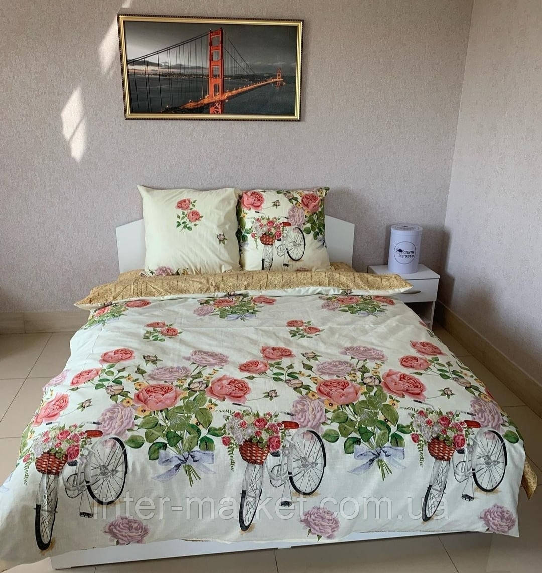 Двуспальний комплект якісної постільної білизни Бязь Gold Lux 180*200