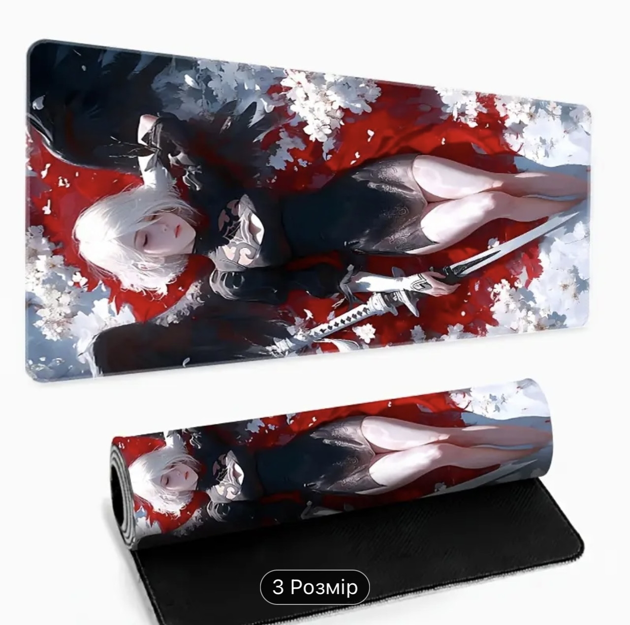 Великий килимок для миші з дизайном аніме-дівчини з мечем, розмір 80/40, фото 1