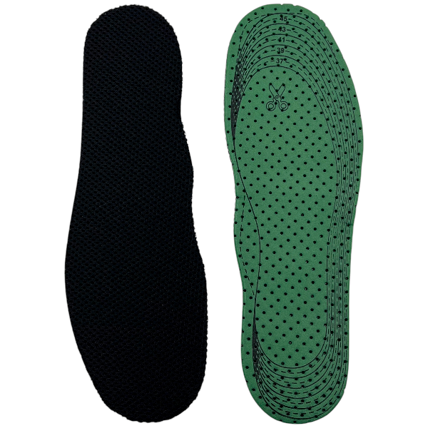 Устілки для взуття перфоровані з тканиною сітка 3D обрізні ЕВА (36-46р/31 см/0,3 см) зелені