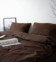 Полуторний комплект якісної  постільної білизни Бязь Gold Lux  150*220  Коричневий
