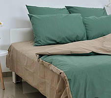 Євро комплект якісної постільної білизни Бязь Gold Lux 200*220 Хаки