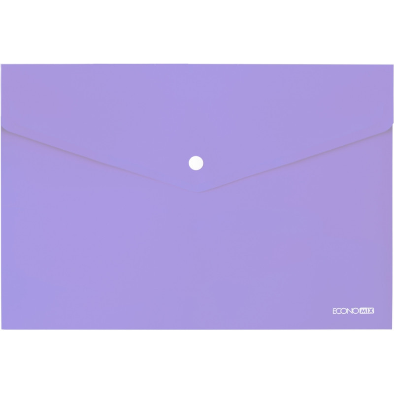 Папка-конверт А4 непрозора на кнопці Economix, 180 мкм, фактура "глянець", лавандовий, E31301-88