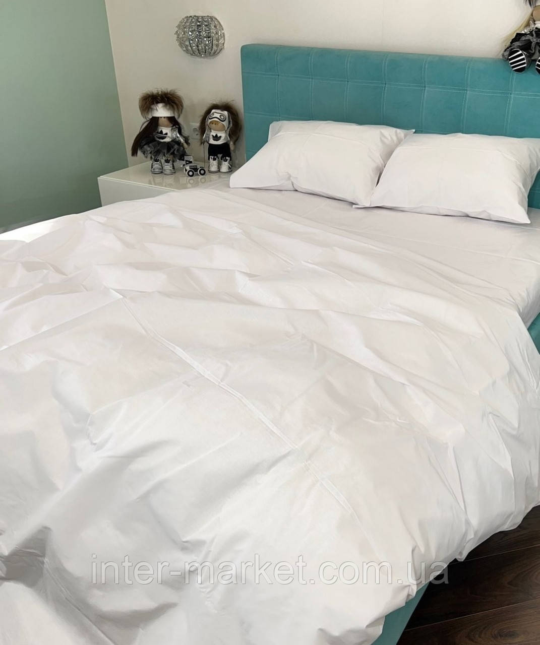 Полуторний комплект якісної постільної білизни Бязь Gold Lux 150*220 Білий