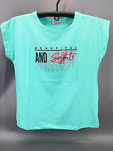 Футболка жіноча зі стразами М Бірюза