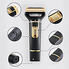 Акумуляторний тример-бритва 3в1 + 7 насадок, з USB, SK-LF-9942 / Чоловіча електробритва / Машинка для стрижки, фото 3