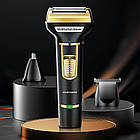 Акумуляторний тример-бритва 3в1 + 7 насадок, з USB, SK-LF-9942 / Чоловіча електробритва / Машинка для стрижки, фото 6