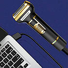 Акумуляторний тример-бритва 3в1 + 7 насадок, з USB, SK-LF-9942 / Чоловіча електробритва / Машинка для стрижки, фото 7