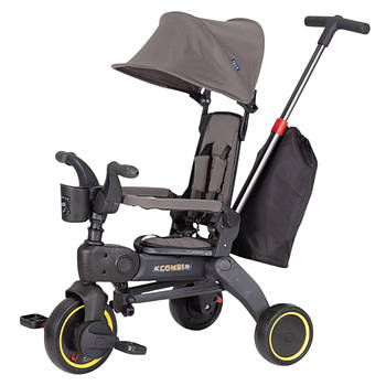 Велосипед триколісний з батьківською ручкою TILLY COMBI T-392 GREY Сірий