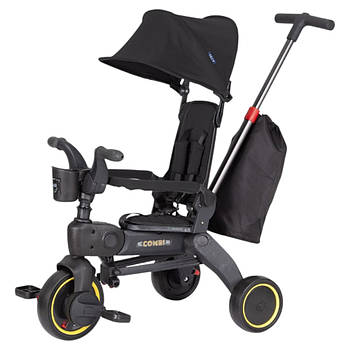 Велосипед триколісний з батьківською ручкою TILLY COMBI T-392 BLACK Чорний