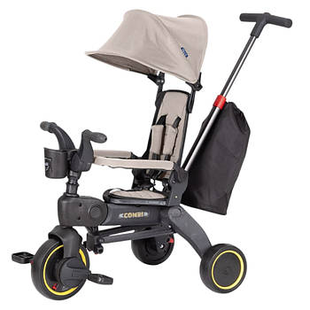 Велосипед триколісний з батьківською ручкою TILLY COMBI T-392 BEIGE Бежевий