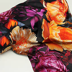 Сатин digital, ширина 240 см "Півонії" на чорному тлі №SB-3478