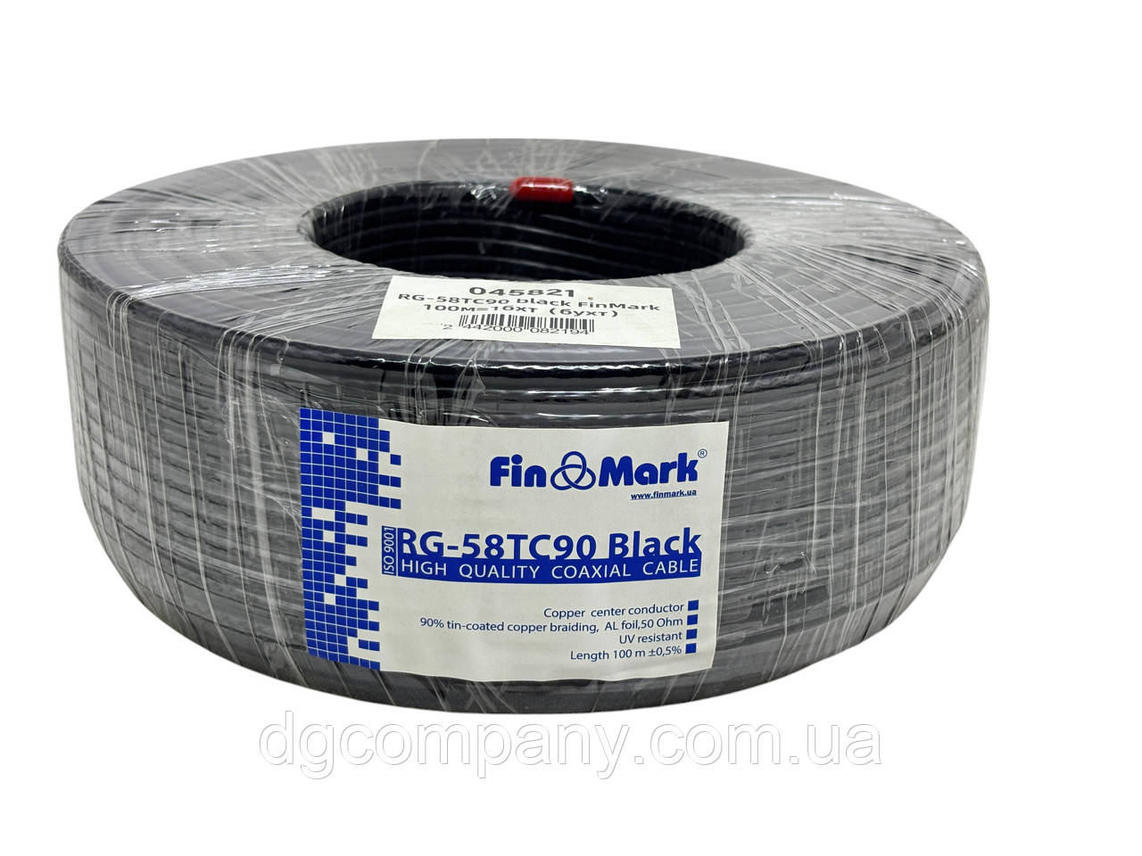 Кабель коаксіальний 50 Ом Finmark RG58-TC90,багатожильний, чорний, 100 м