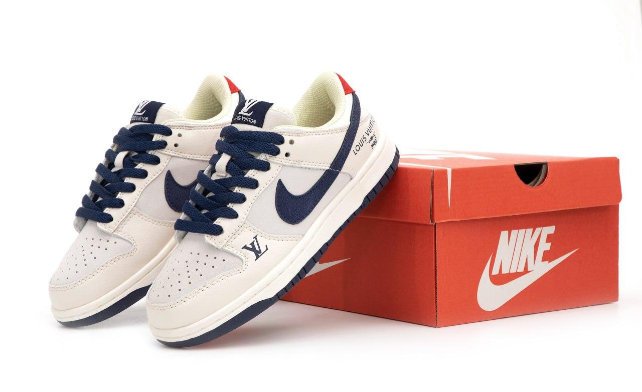 Жіночі кросівки Nike SB Dunk Low Louis Vuitton Бежеві Взуття Найк СБ Данк низькі замша текстиль демісезон