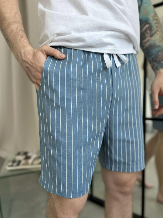 Сірі стильні шорти для дому, чоловічі шорти бавовна зручні вільні, фото 1