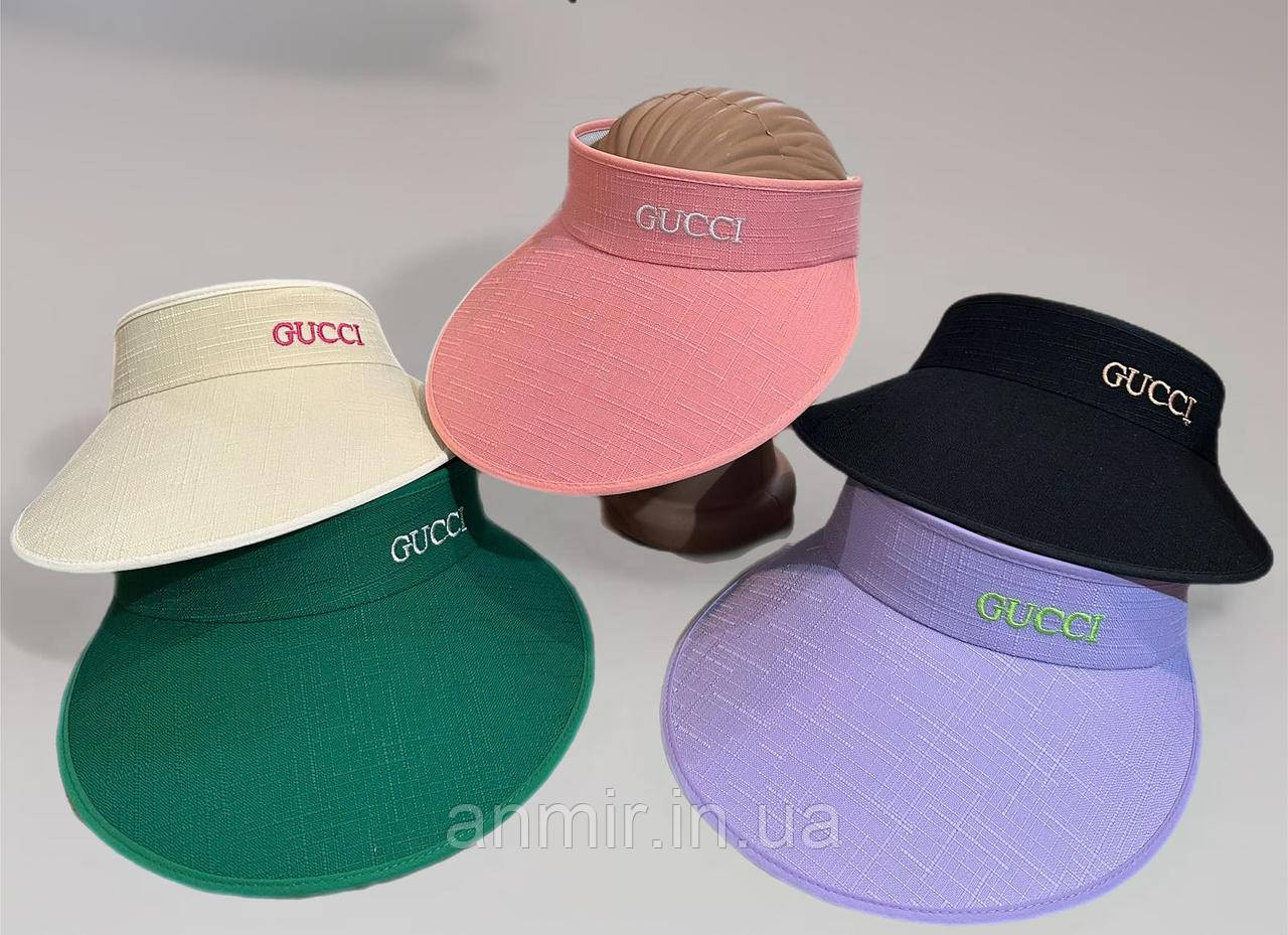Жіночий козирок літній котон GUCCI розмір 56-58, кольору міксом