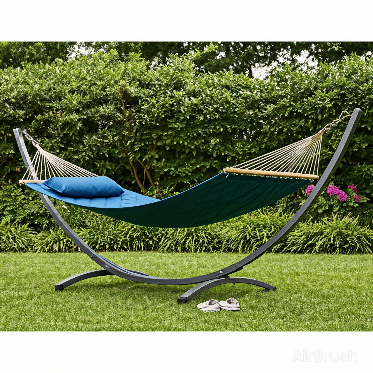 Стійка для гамака WCG + Двомісний Гамак з планкою SOFT блакитний XXL 200×140. Бавовна, фото 1