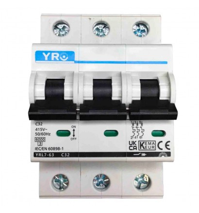 Автоматичний вимикач YRO YRL7-63 PRO (3P/32A)
