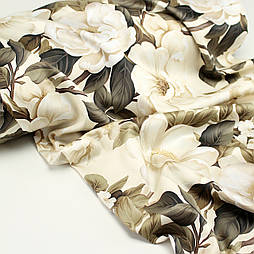 Сатин digital, ширина 240 см "Великі квіти кольору шампань" №SB-3479