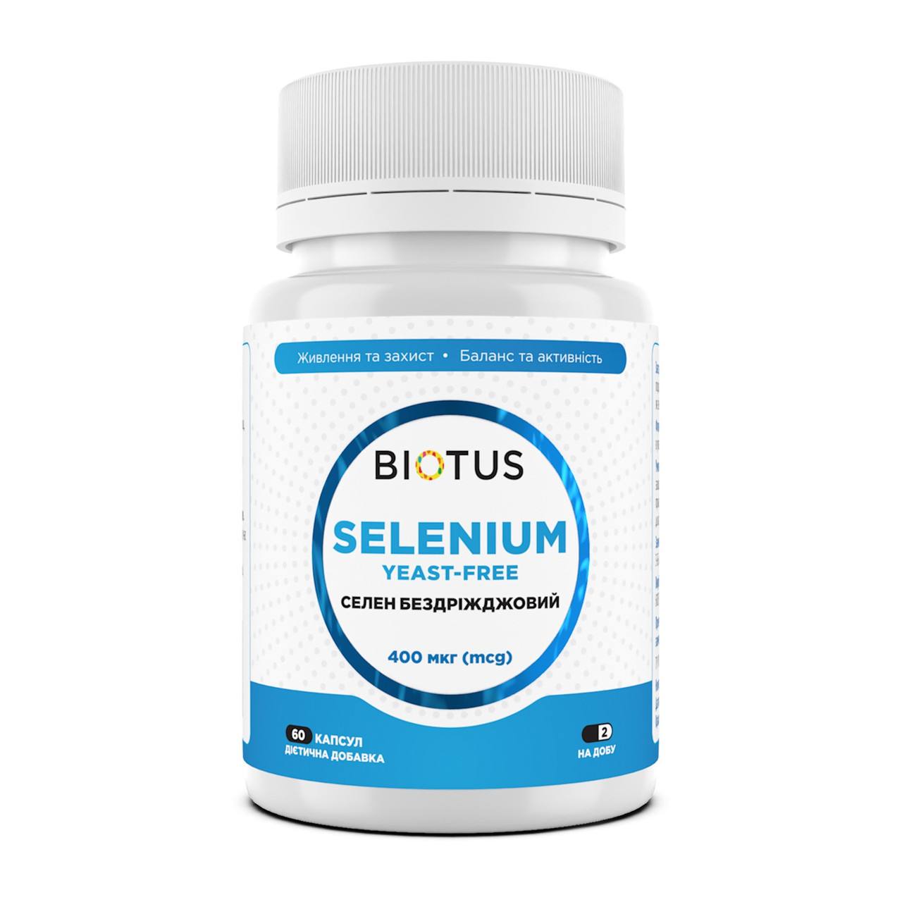 Селен, Selenium, Biotus, без дріжджів, 400 мкг, 60 капсул