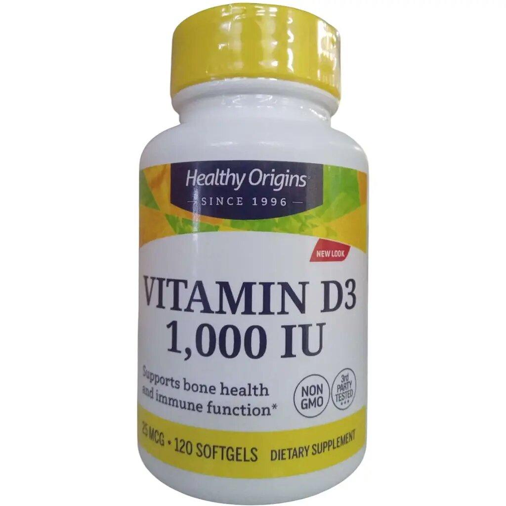 Вітамін D3 в маслі МСТ, Vitamin D3 in MCT Oil, Healthy Origins, 1000 МО, 120 гелевих капсул, фото 1