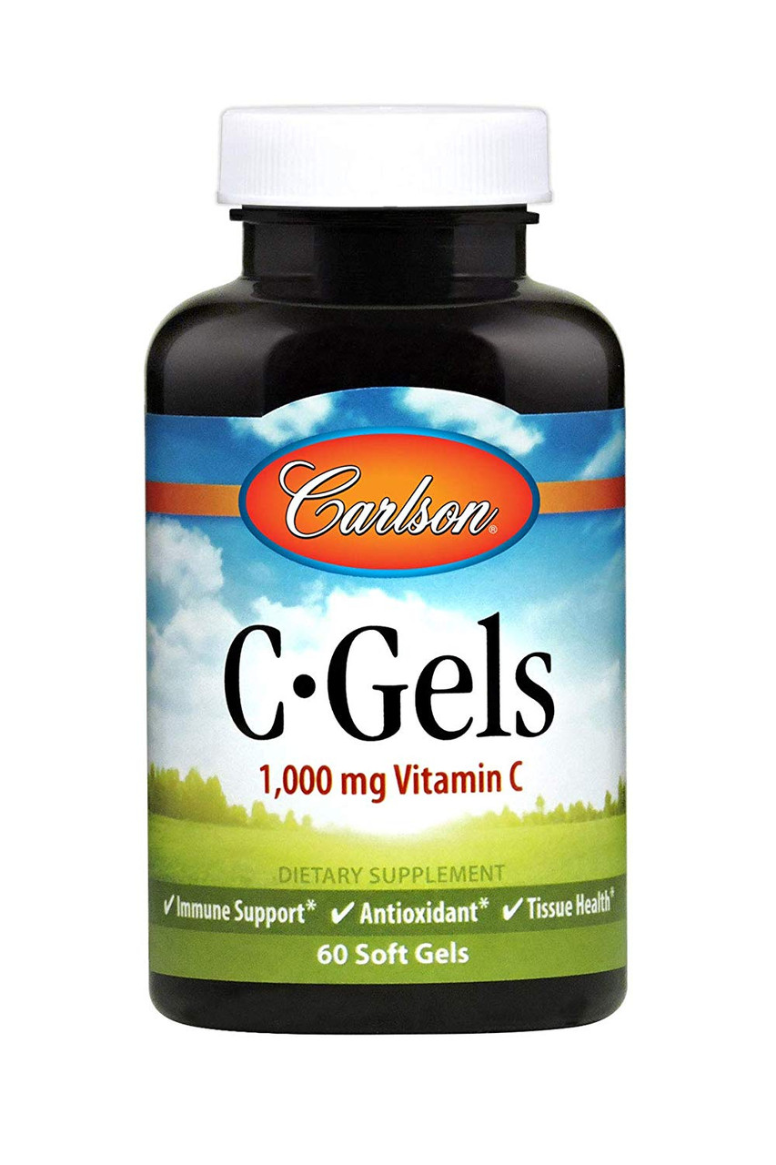 Вітамін C, C-Gel, Carlson, 1000 мг, 60 гелевих капсул, фото 1