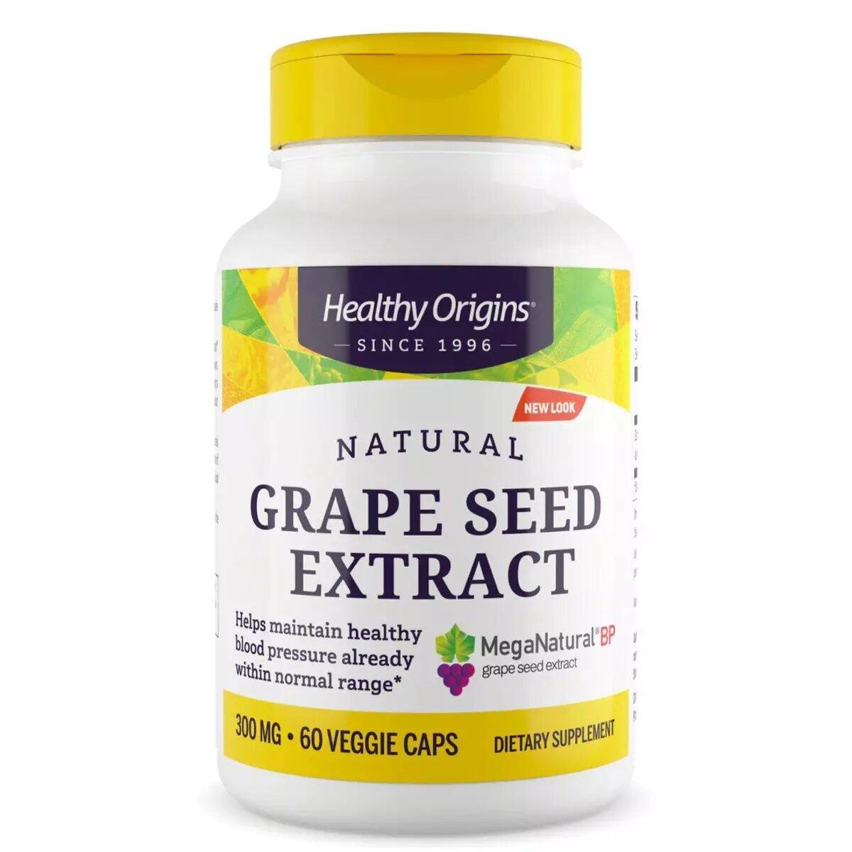 Екстракт виноградних кісточок (Grape Seed Extract), Healthy Origins, 300 мг, 60 кап.