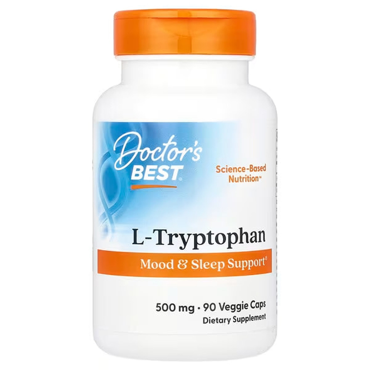 Триптофан, L-Tryptophan, Doctor's Best, 500 мг, 90 веганських капсул, фото 1
